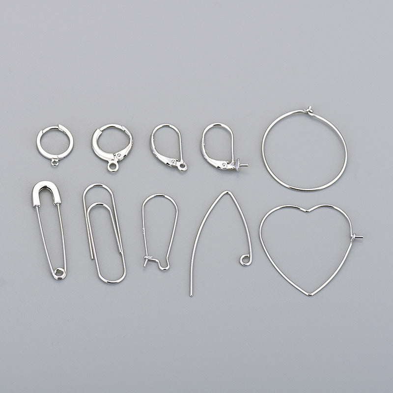 Simple Circle Paper Clip Heart 925 Sterling Silver DIY Settings Earring Back