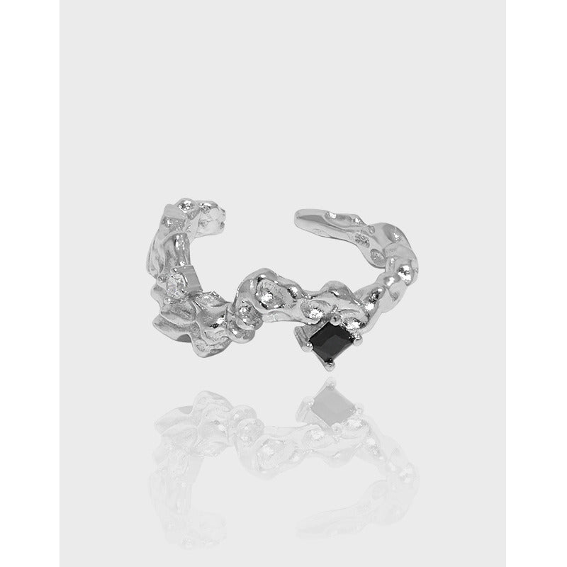 Fashion Irregular Square CZ 925 Sterling Silver Adjustable Ring