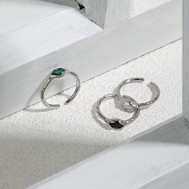 Anniversary Oval CZ Simple 925 Sterling Silver Adjustable Ring