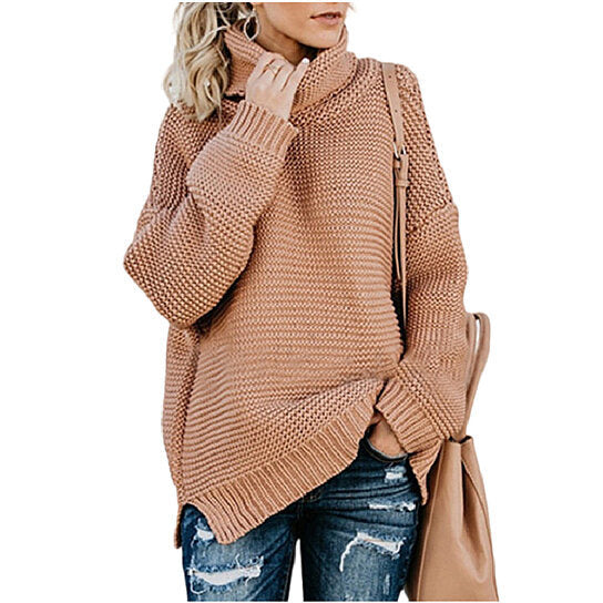 Women Turtleneck Oversized Sweaters Pullover Chunky Knit Jumper