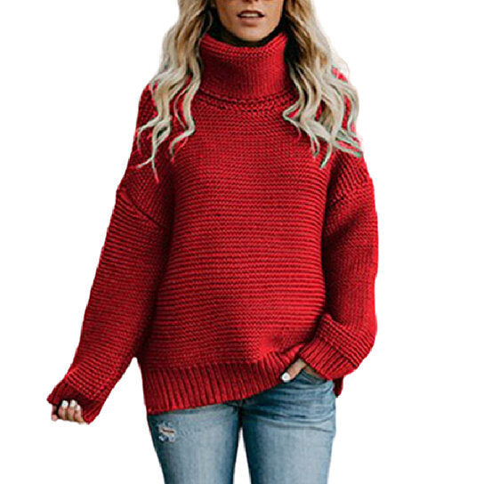 Women Turtleneck Oversized Sweaters Pullover Chunky Knit Jumper