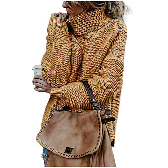 Women Turtleneck Oversized Sweaters Pullover Chunky Knit Jumper