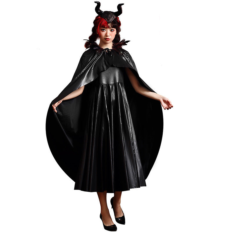 Halloween costume movie character Maleficent Sleeping Dark Queen cosplay plays horn clothes