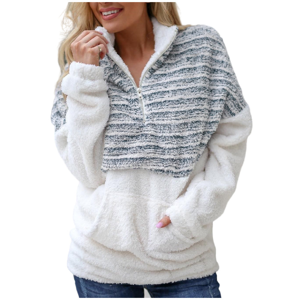 Women's Cozy Oversize Fluffy Fleece Sherpa Sweater Pullover Outwear