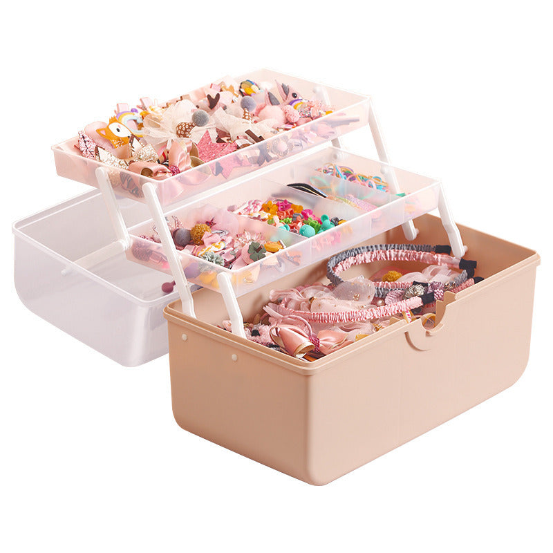 Children's hair accessories storage box hair clip headdress cosmetic head rope desktop layered Jewelry Box
