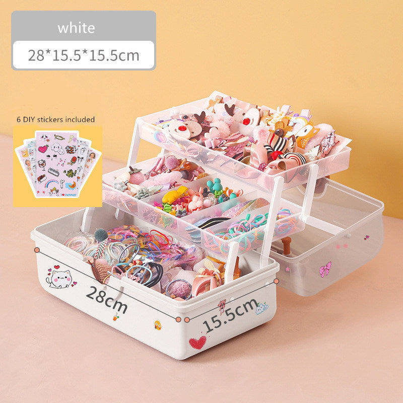 Children's hair accessories storage box hair clip headdress cosmetic head rope desktop layered Jewelry Box