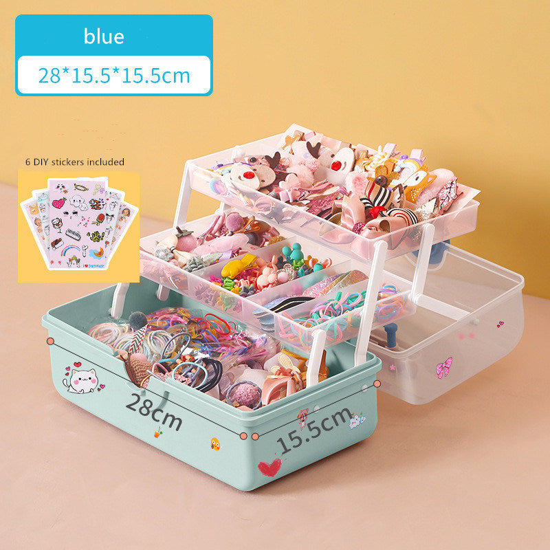 Children's hair accessories storage box hair clip headdress cosmetic head rope desktop layered Jewelry Box