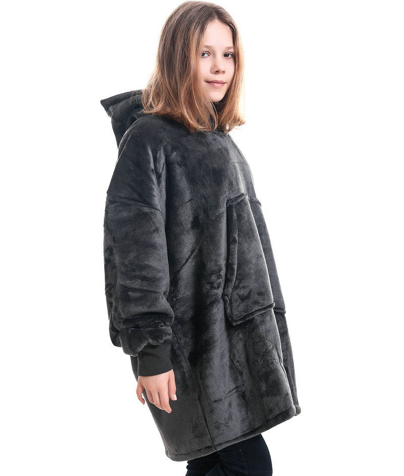 Oversized Fleece Blanket Hoodie Padded Pullover for Kids Teens Youths