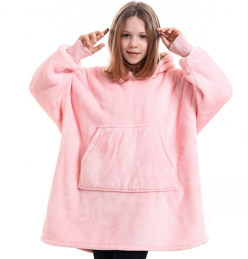 Oversized Fleece Blanket Hoodie Padded Pullover for Kids Teens Youths