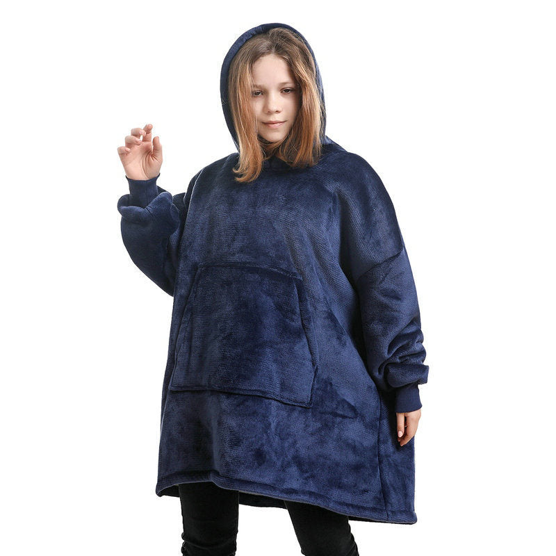 Oversized Fleece Blanket Hoodie Padded Pullover for Kids Teens Youths