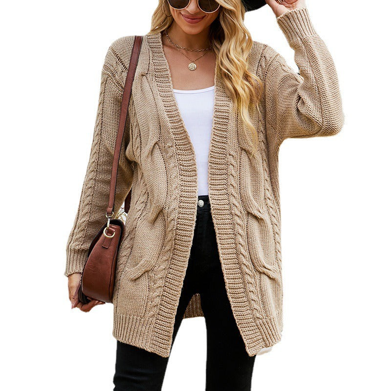 Women's Oversized Open Front Long Sleeve Cardigan Sweaters Cable Twist Knit Boyfriend Loose Outwear