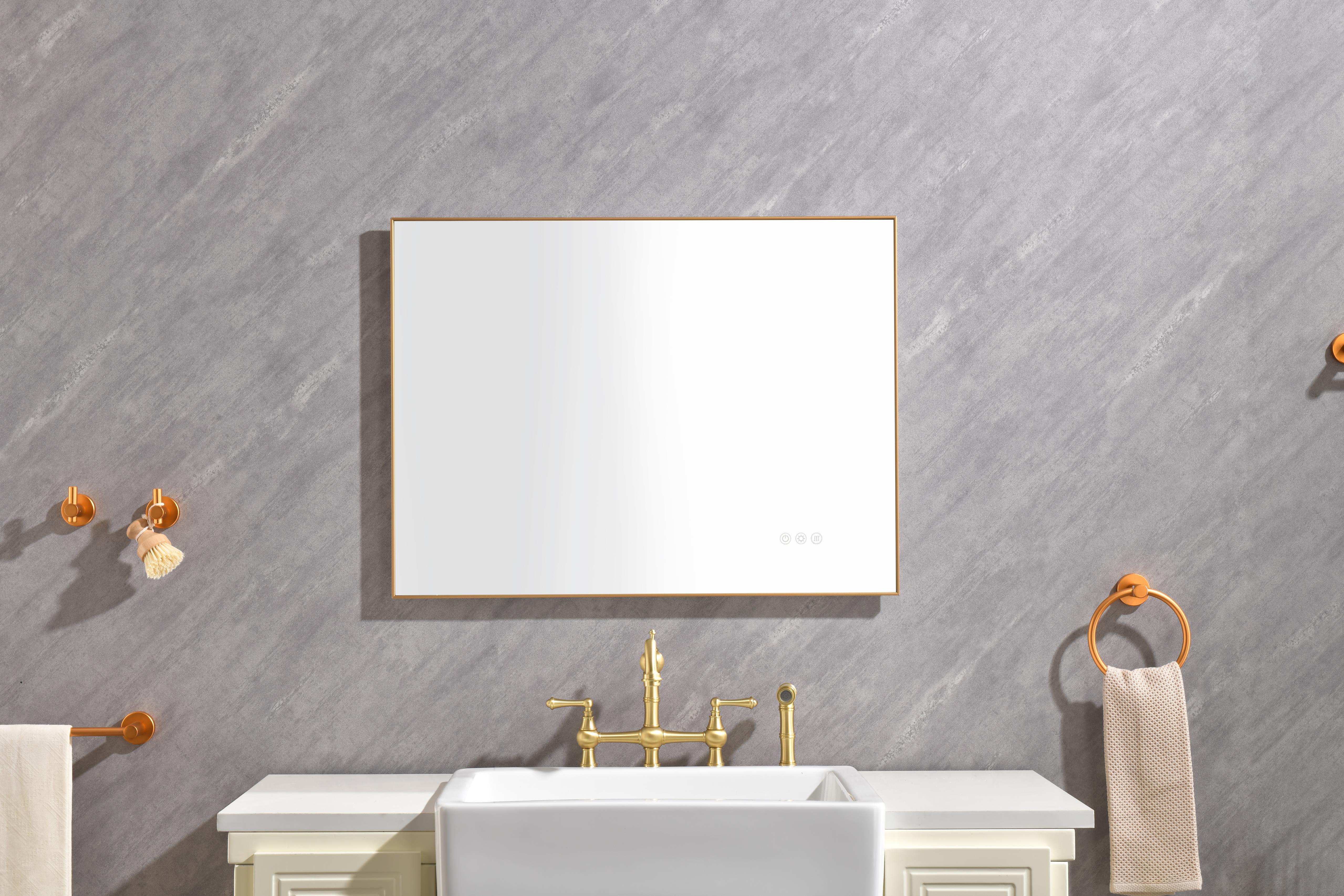 32x 24 Inch LED Mirror Bathroom Vanity Mirror with Back Light; Wall Mount Anti-Fog Memory Large Adjustable Vanity Mirror