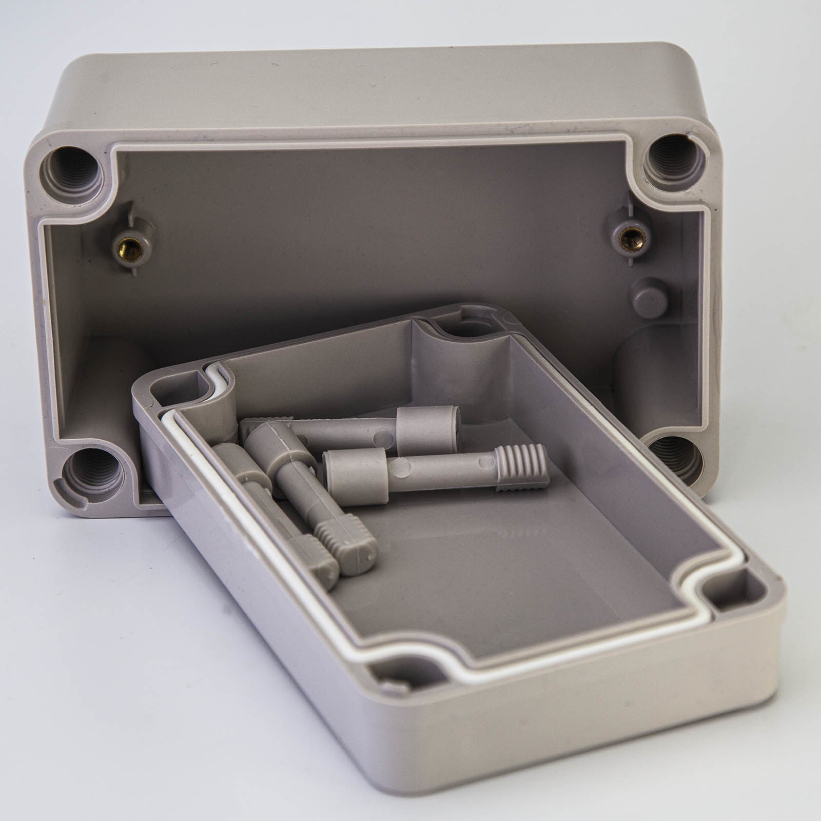 GAJING Waterproof IP67 Dustproof PS Plastic Junction Conduit Box Universal Electric Project Enclosure Pale Gray with Mounting Plate