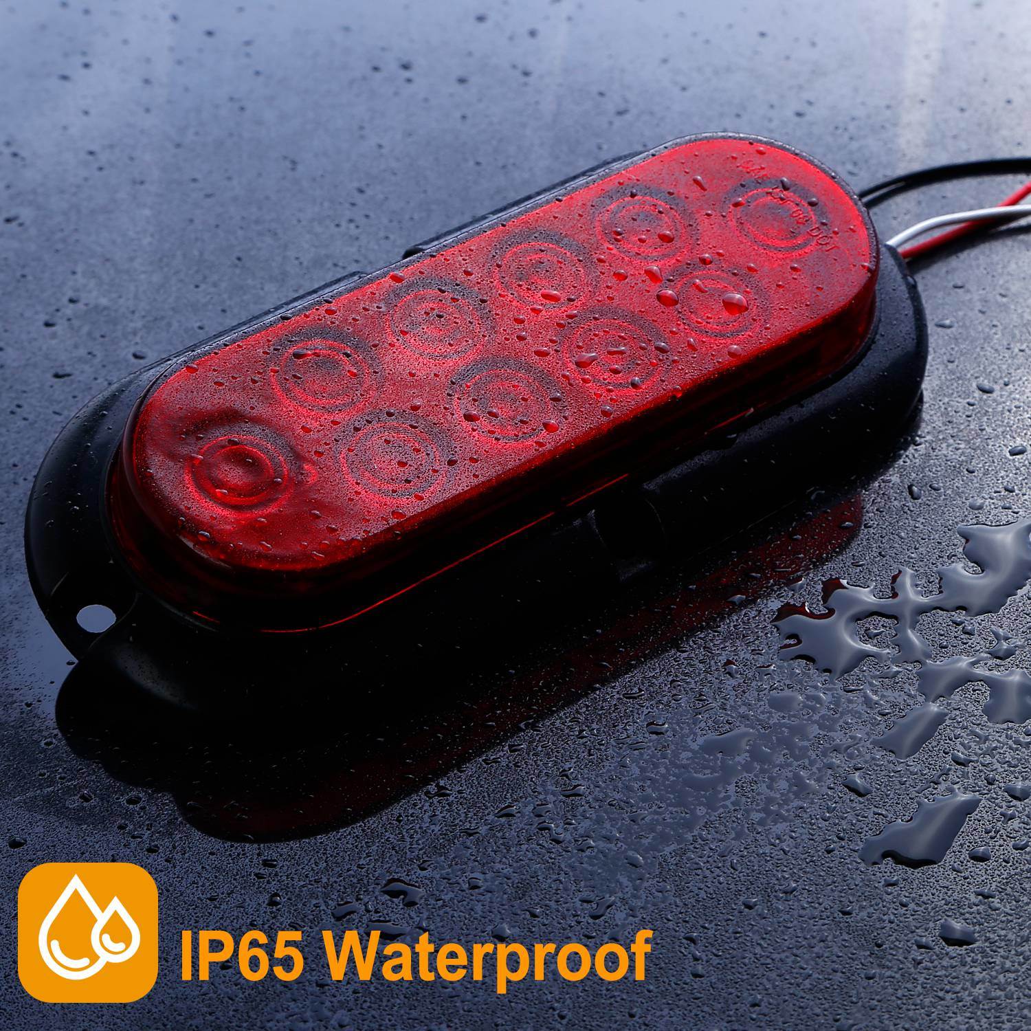 2Pcs Oval LED Brake Light 10LEDs Lamp Stop Turn Tail Light IP65 Waterproof