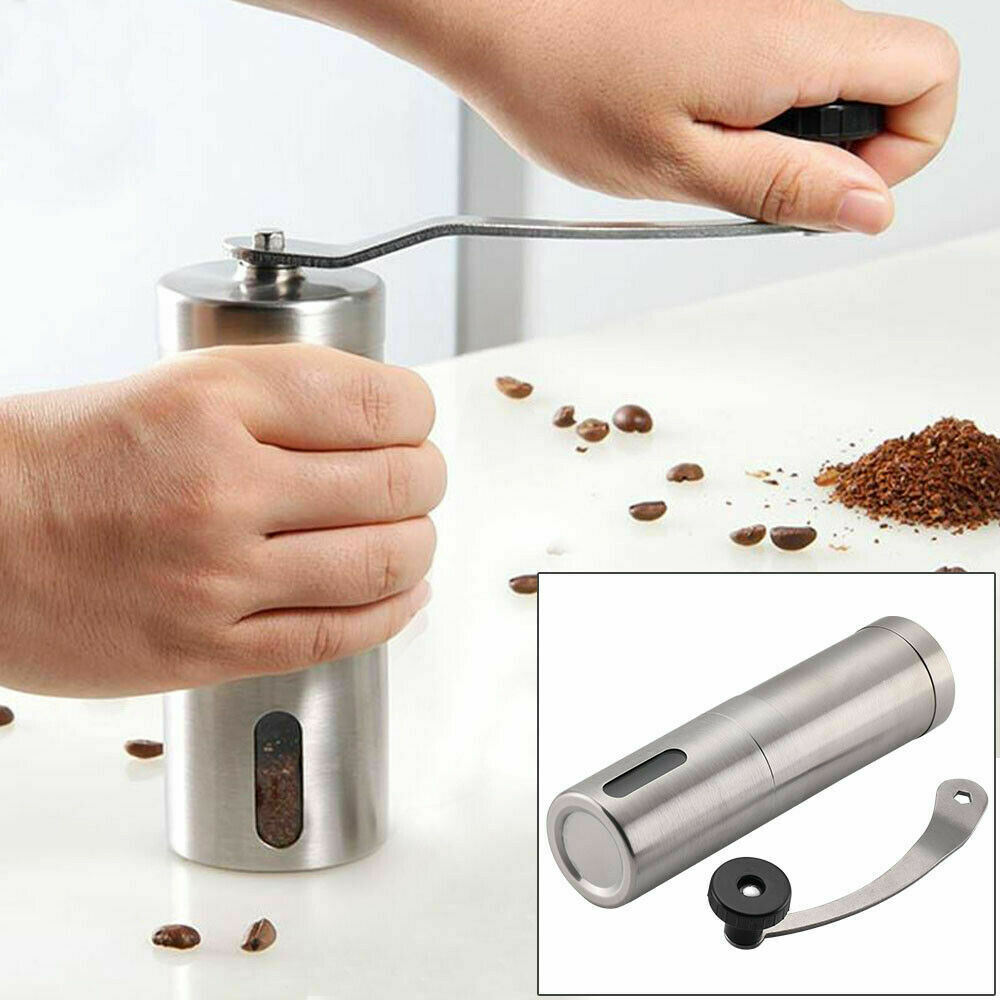 Manual Coffee Grinder; Ceramic Burr Coffee Bean Grinder; Portable Hand Mills Fashion Coffee Bean Salt Pepper Spice Stainless Steel Material Grinder Kitchen Accessories Cooking Tool