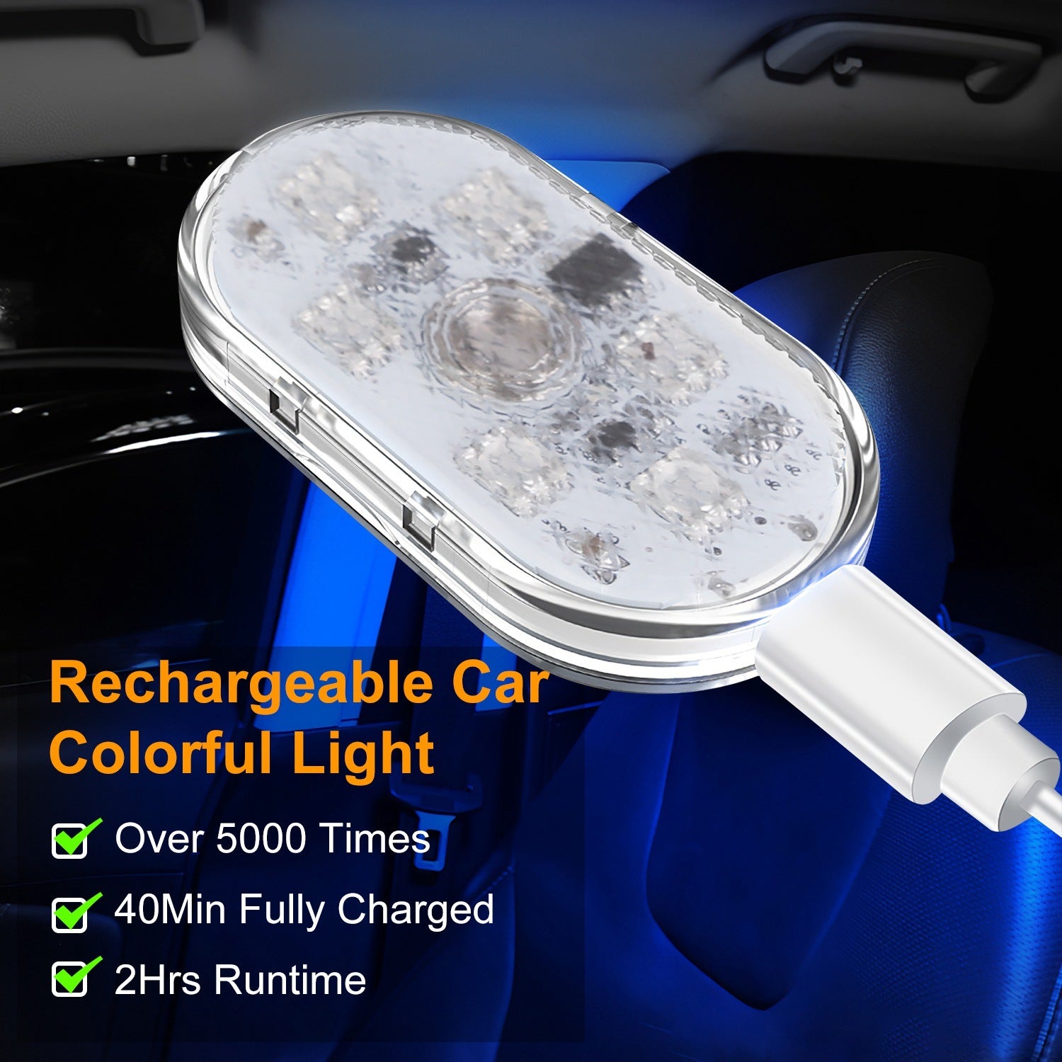 4Pcs Cordless Car Interior Light USB Rechargeable Magnetic Atmosphere Light 8 Lighting Mode Ambient Night Lamp