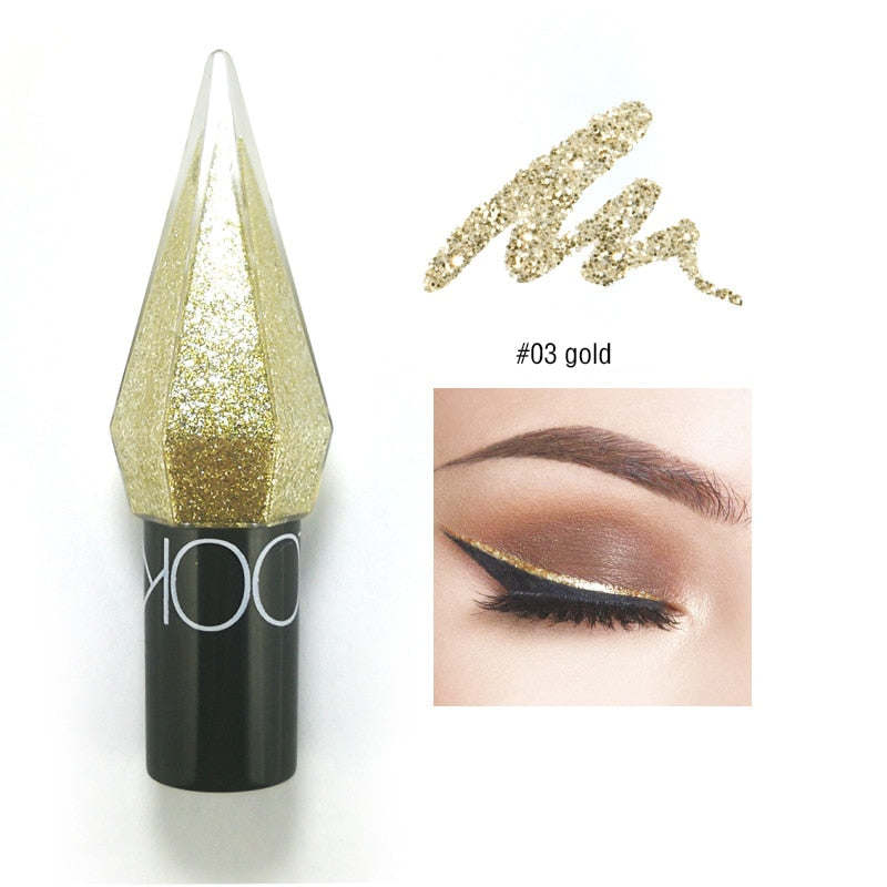 Shiny Eye Liners Pigment Silver Rose Gold Color Liquid Glitter eyeshadow Professional Eyeliner Beauty Cosmetics Makeup for Women