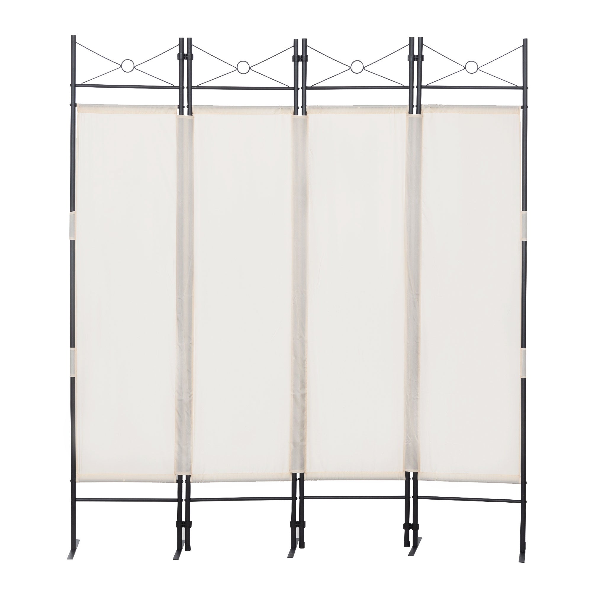 4-Panel Metal Folding Room Divider, 5.94Ft Freestanding Room Screen Partition Privacy Display for Bedroom, Living Room, Office