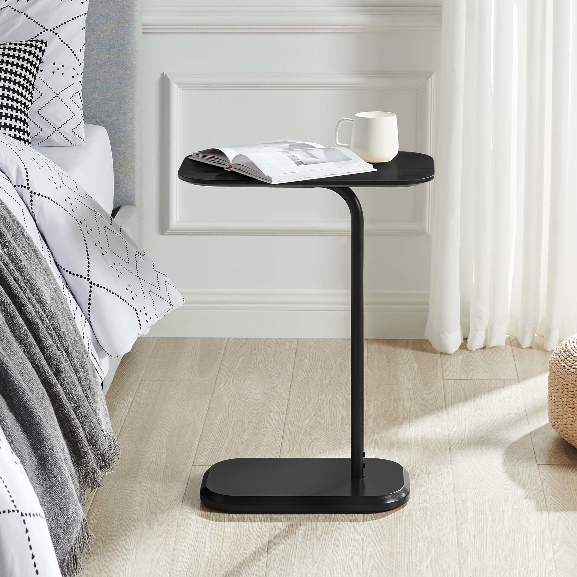 conifferism C Table Slide Under Couch, C Shaped Side Table with Metal Frame,Snack End Table for Sofa, Couch Table for Living Room…