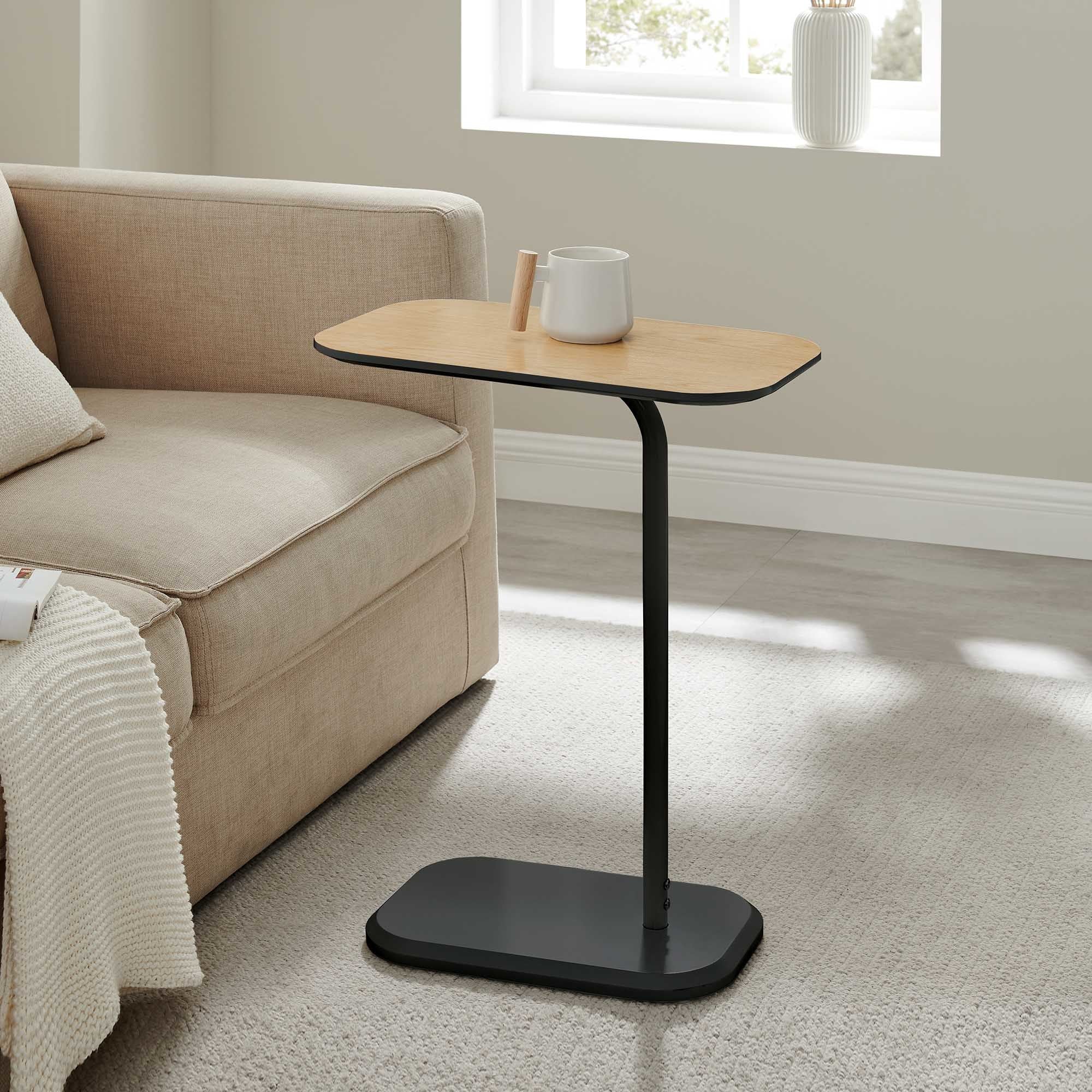 WOODEEM C Shaped End Table, Side Table for Couch and Bed with Metal Frame, Small C Table for Small Spaces, Living Room, Bedroom…