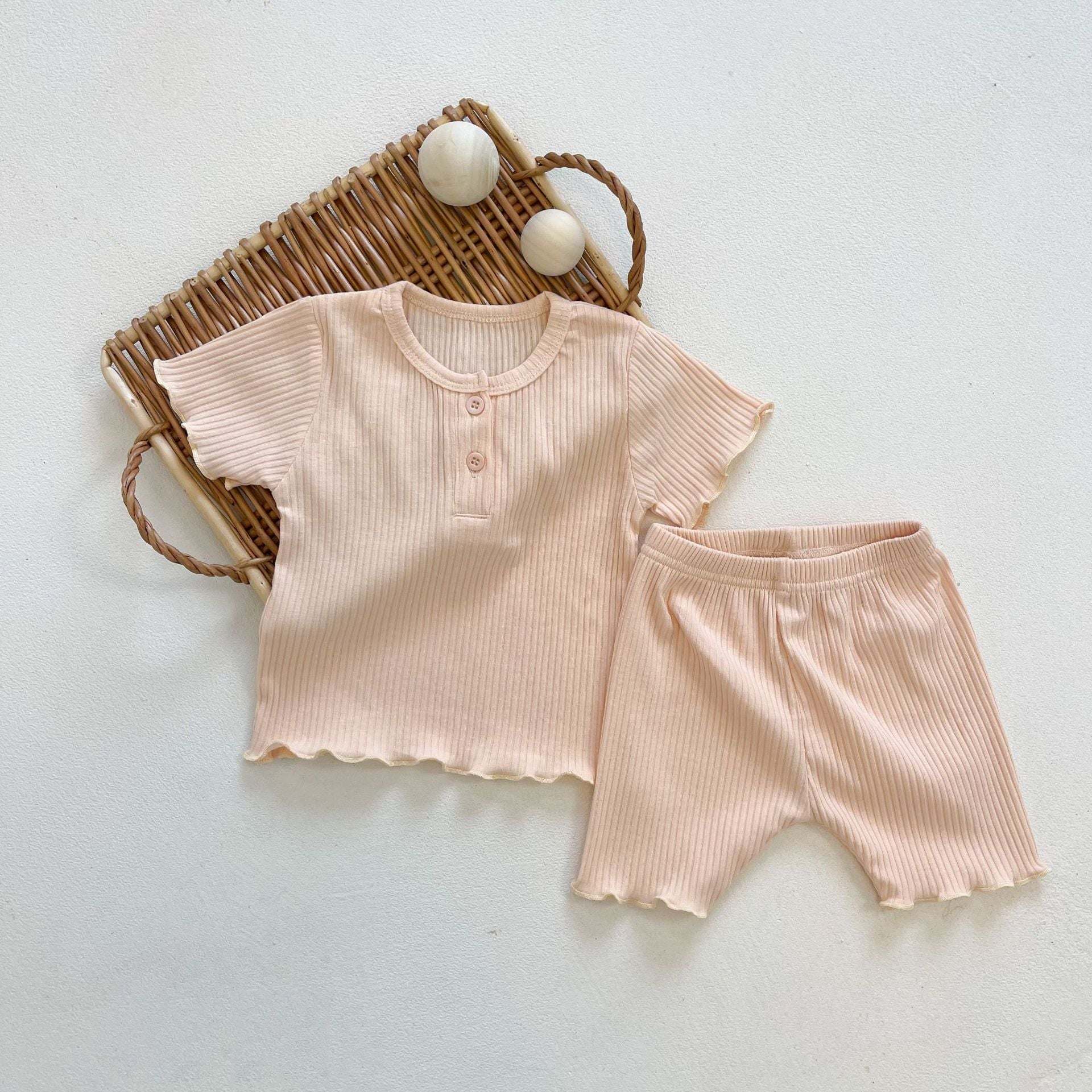 Baby Girl Solid Candy Color Top Combo Solid Pants In Sets