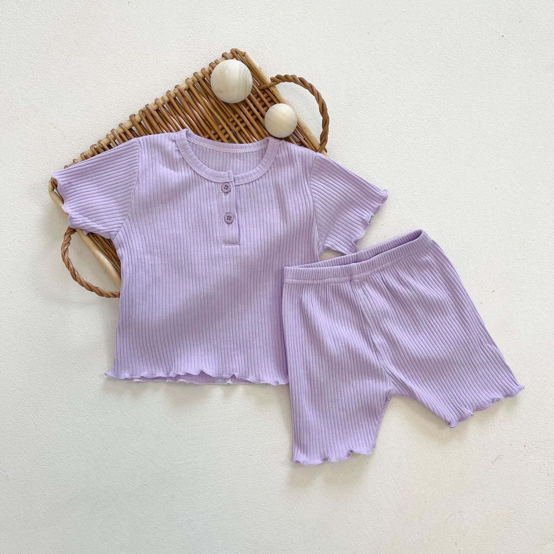 Baby Girl Solid Candy Color Top Combo Solid Pants In Sets