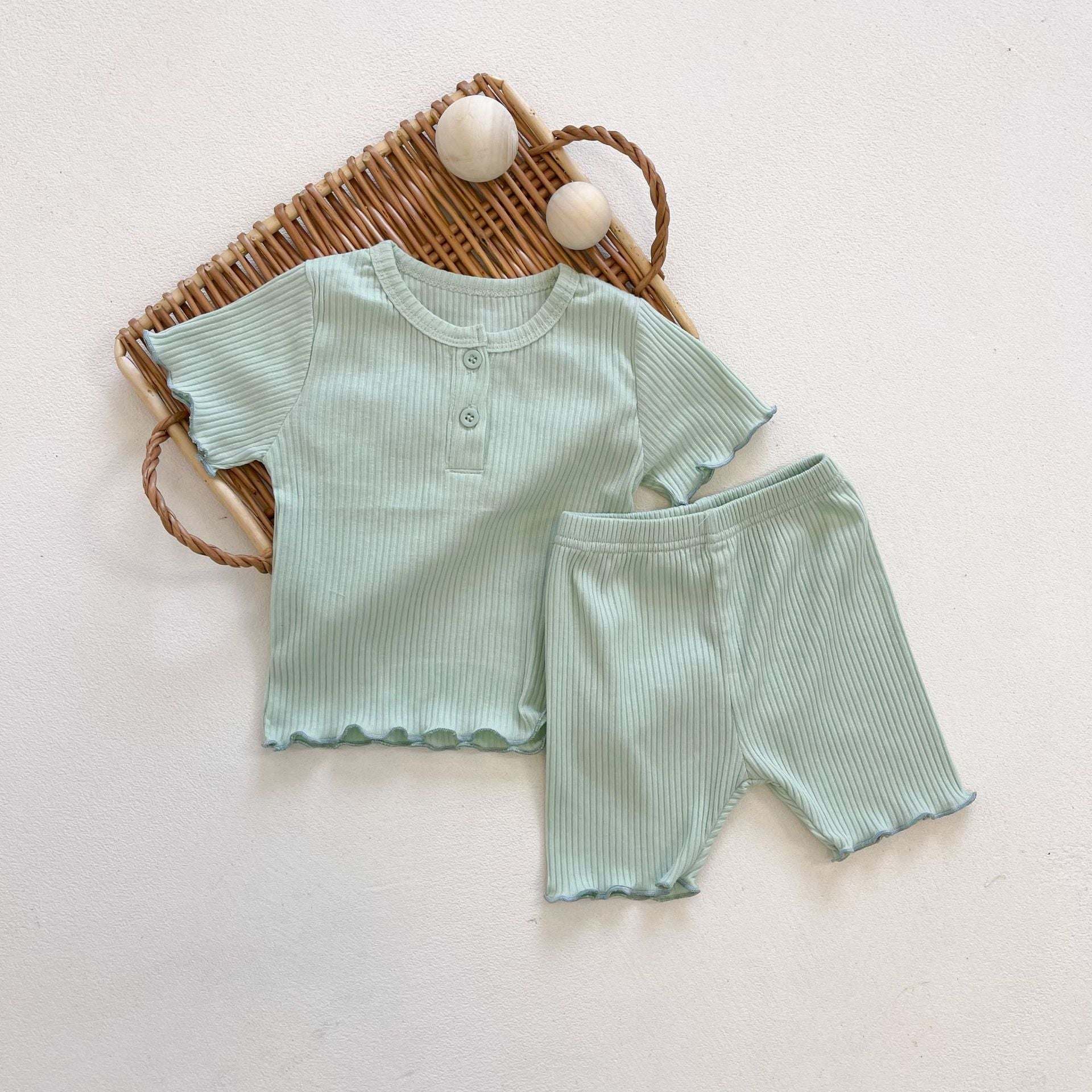 Baby Girl Solid Candy Color Top Combo Solid Pants In Sets