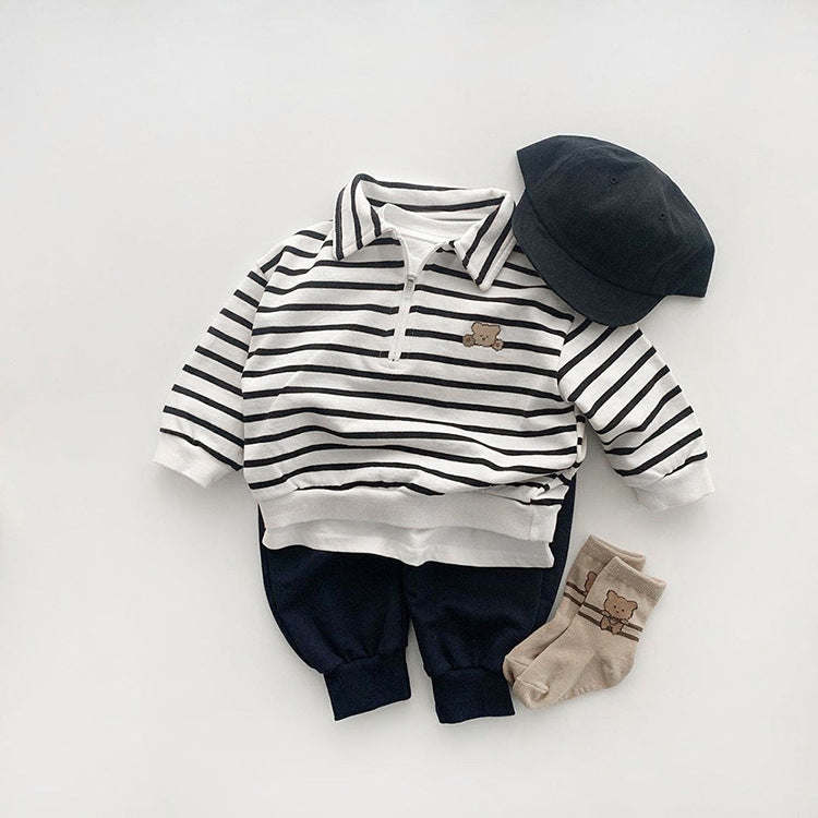 Baby Bear Embroidered Pattern Vest Combo Trousers Sets