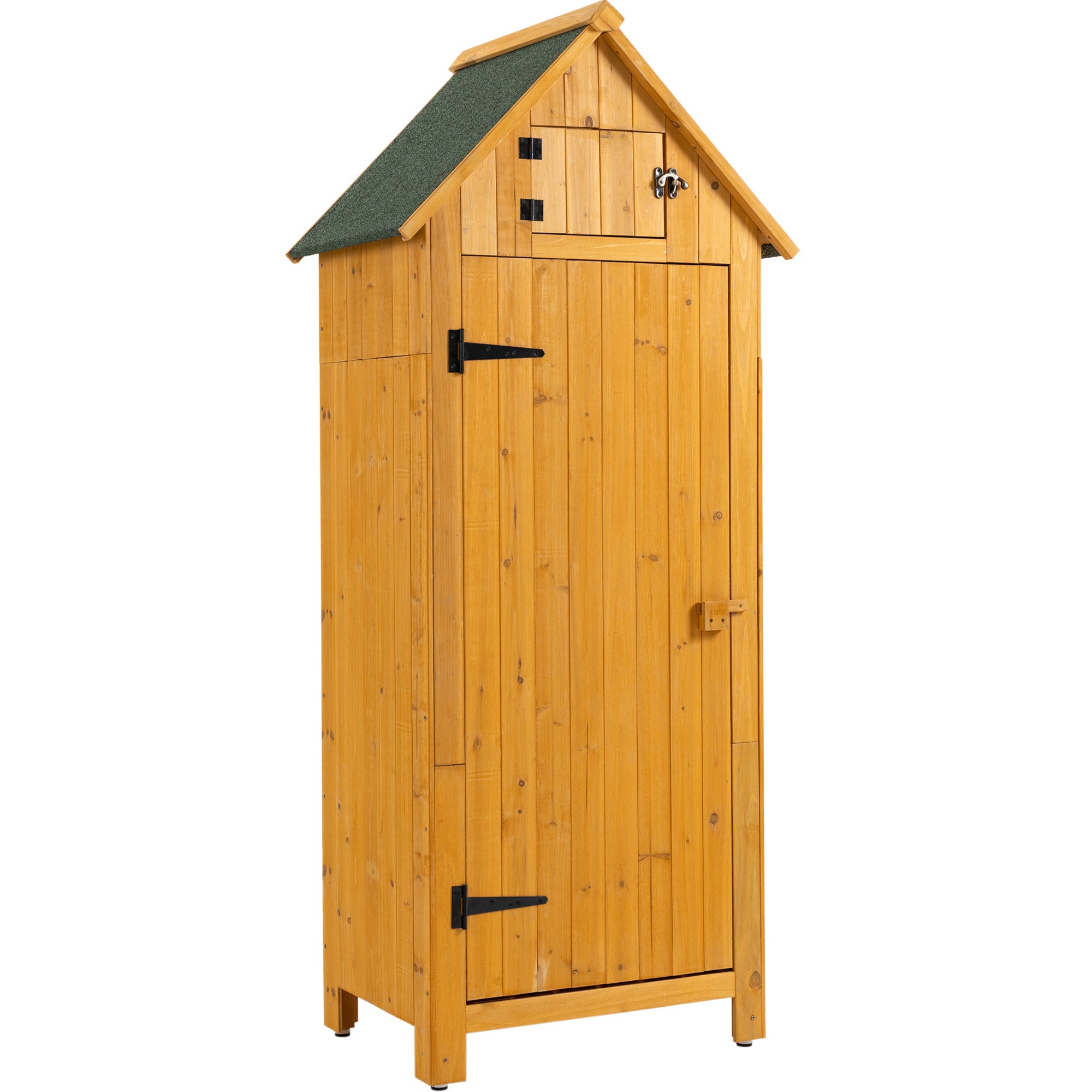 30.3"L X 21.3"W X 70.5"H Outdoor Storage Cabinet; Wooden Tool Shed for Garden Patio Backyard, Natural/Gray