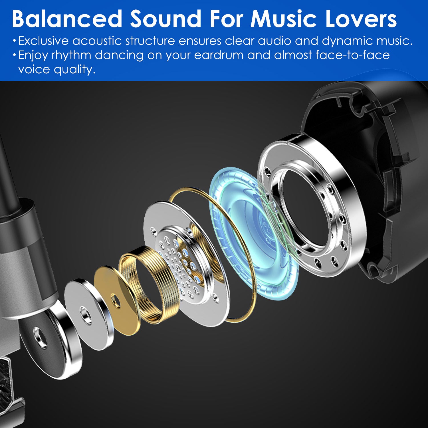 Unilateral Wireless Earpiece Rechargeable Wireless in Ear Headset with Hook for Car Driving Phone Call Office