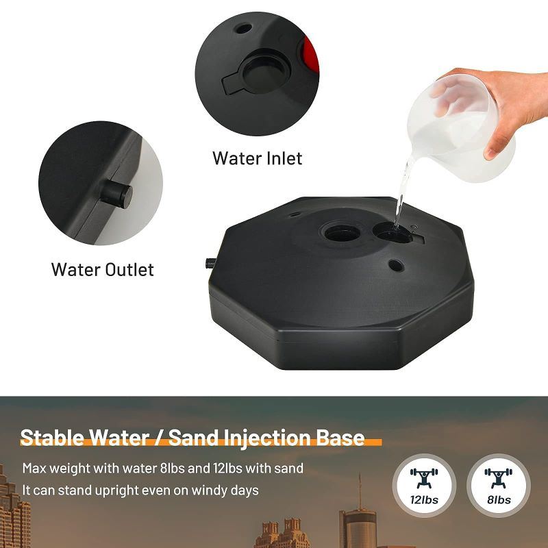 6 Pack Delineator Post Cone W/ Octagonal Fillable Base & 5Ft Link Chains