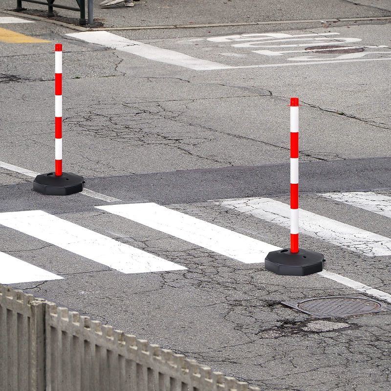 6 Pack Delineator Post Cone W/ Octagonal Fillable Base & 5Ft Link Chains