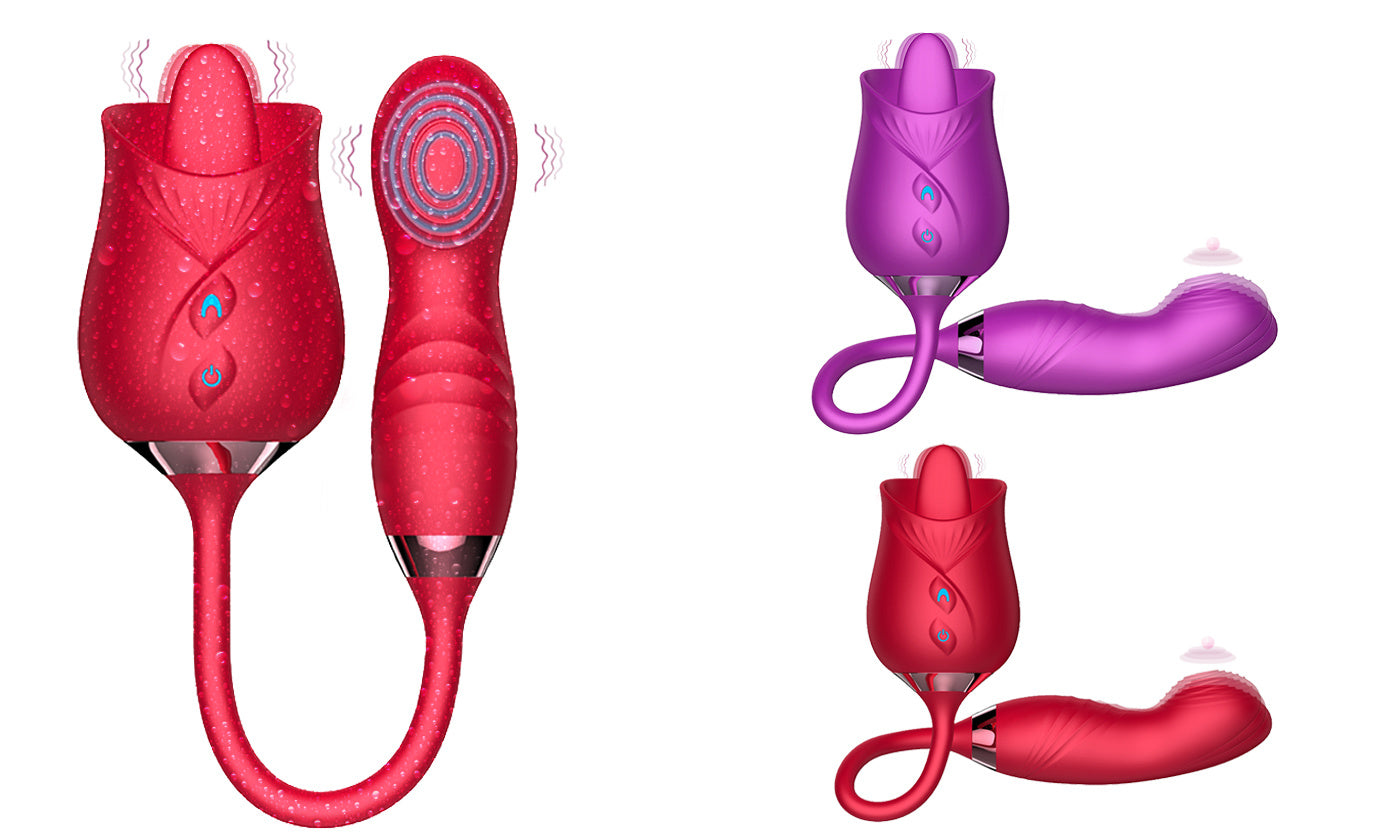 10-frequency 3 in 1 Tongue Licking Stimulus G Spot Telescopic Vibrator