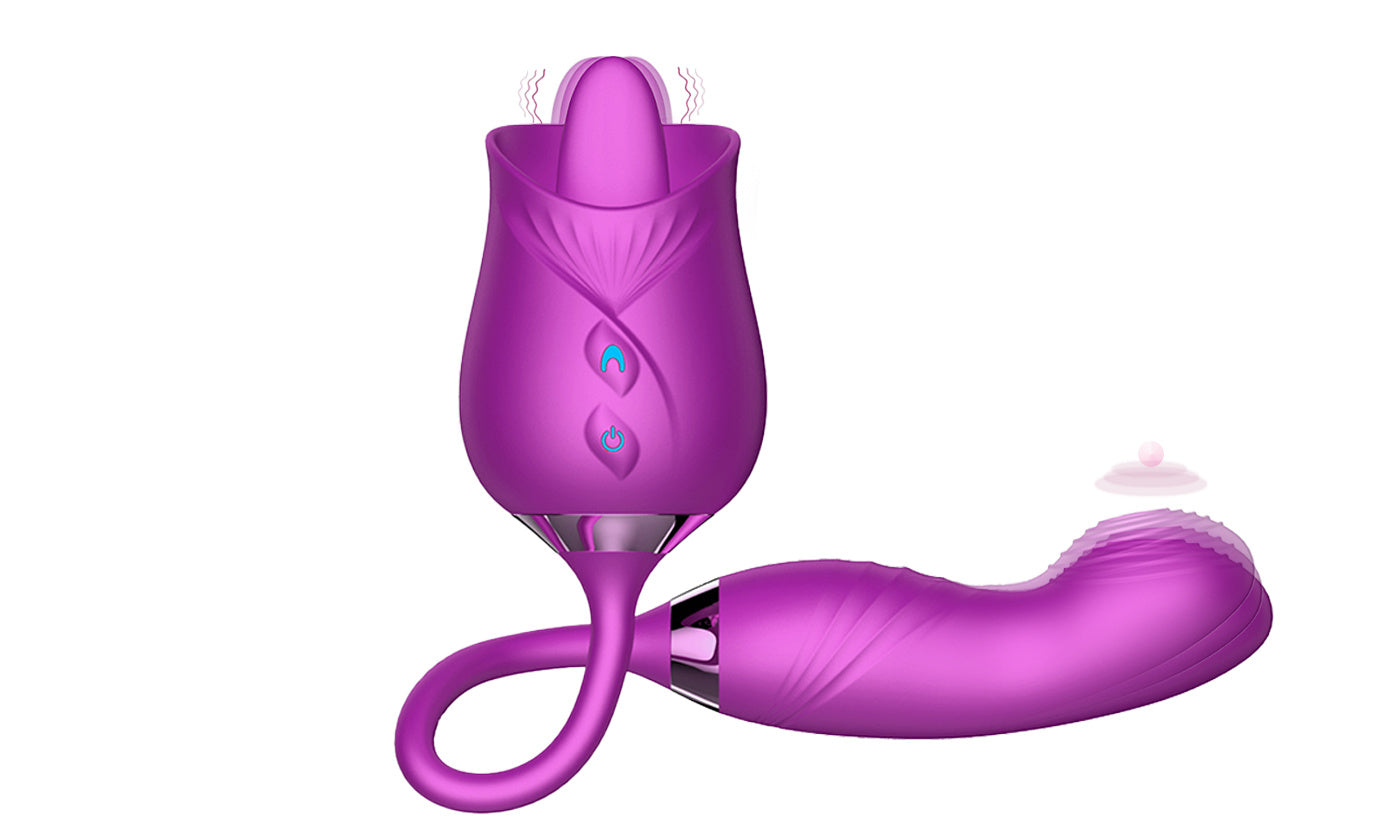 10-frequency 3 in 1 Tongue Licking Stimulus G Spot Telescopic Vibrator