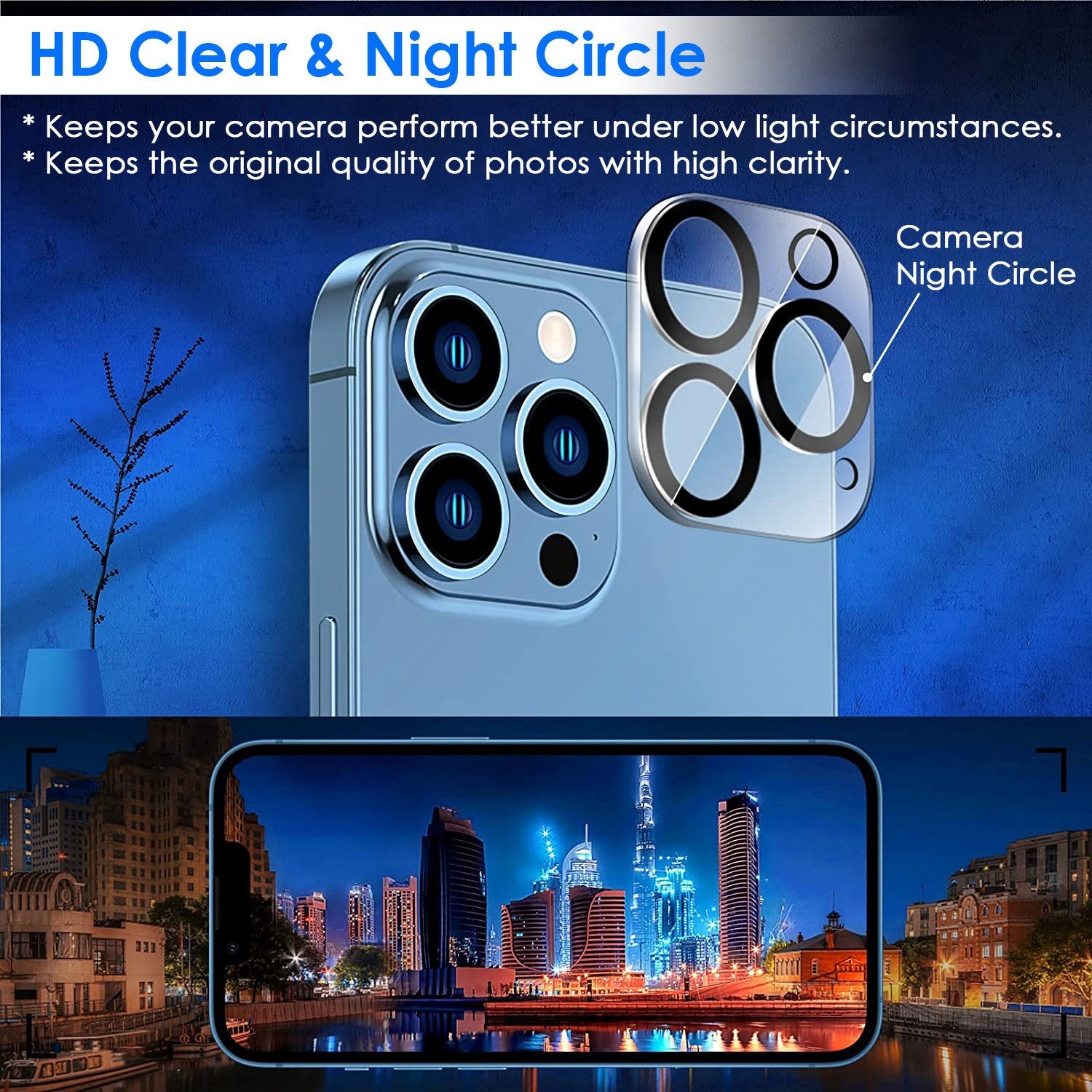 2Pcs HD Clear Screen Protectors 2Pcs Camera Len Protectors Tempered Glass Film Full Coverage Screen Protector Set