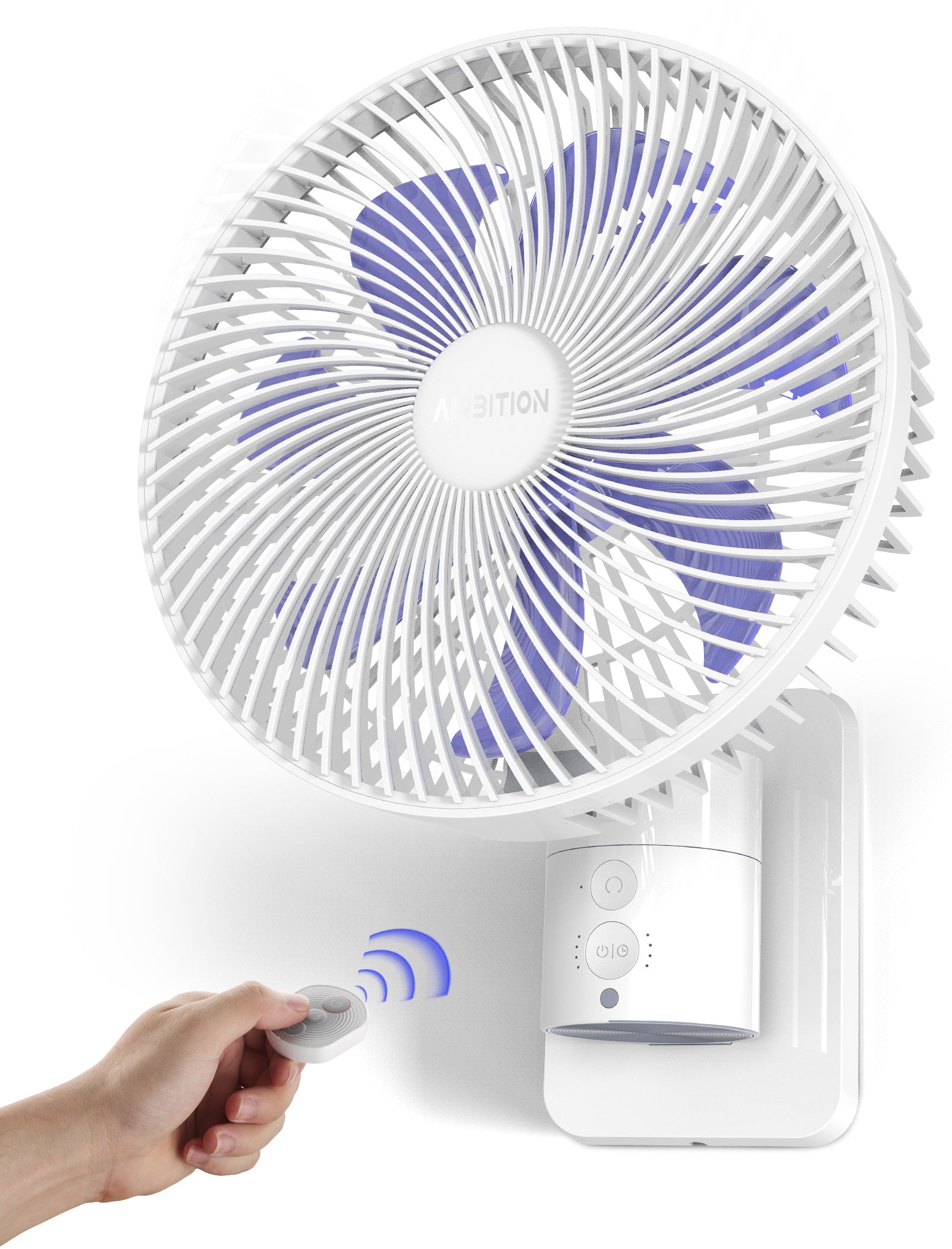 8' Small Wall Mount Fan with Remote Control; 90°Oscillating; 4 Speeds; Timer; Included 120° Adjustable Tilt; High Velocity; 70Inch Cord; for RV Bedroom Home Office Garage