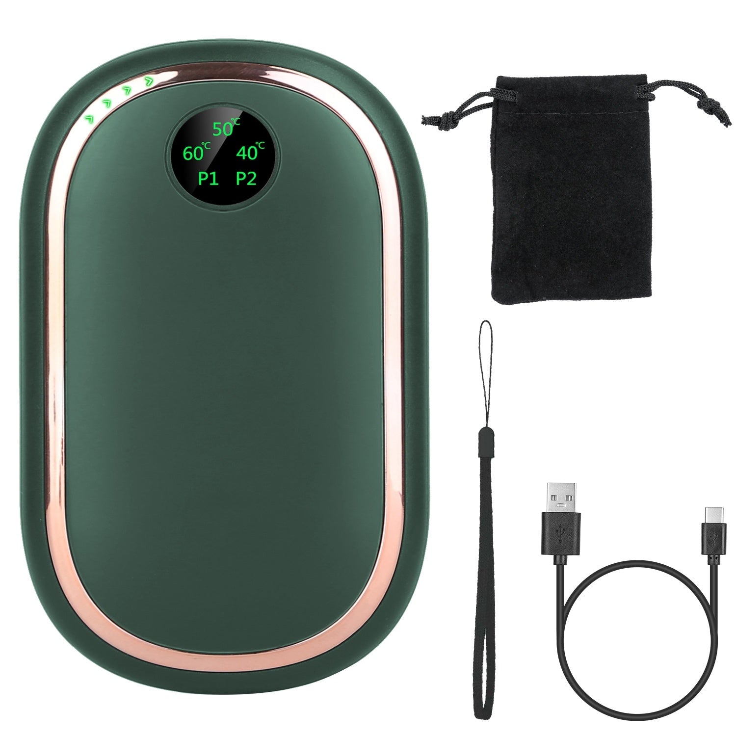 Rechargeable Hand Warmer Electric Hand Heater Portable Reusable Pocket Warmer Power Bank with Digital Display Sunset Light 3 Levels Double-sided Heati