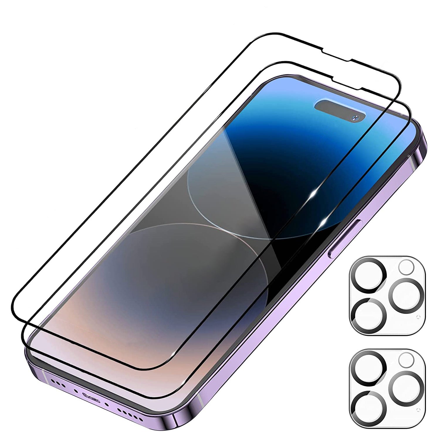 2Pcs HD Clear Screen Protectors 2Pcs Camera Len Protectors Tempered Glass Film Full Coverage Screen Protector Set