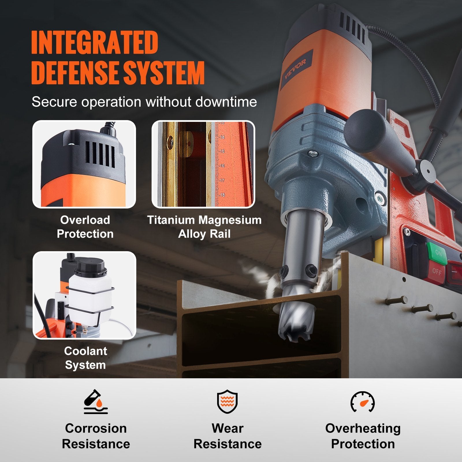 VEVOR Magnetic Drill 1300W 2922lbf/13000N Portable Mag Drill Press 810RPM