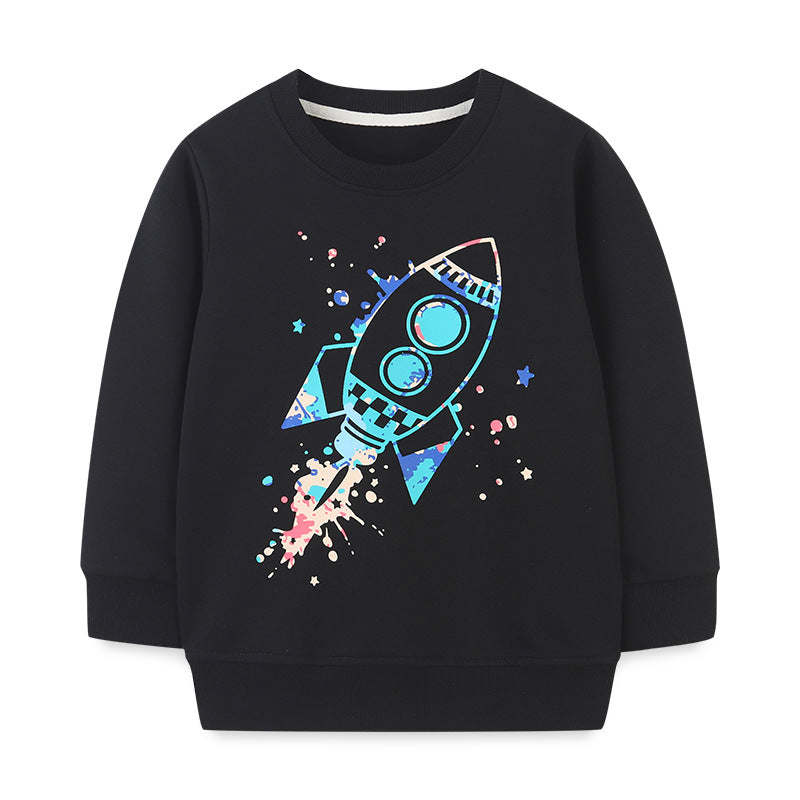 Baby Boy Cartoon Pattern Long Sleeve Western Style Terry Hoodie