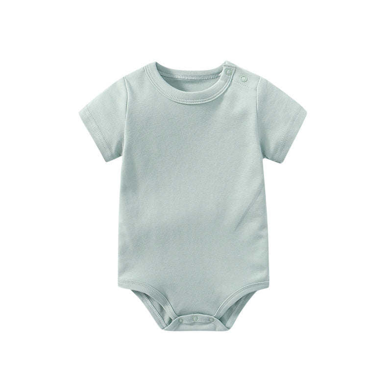 Baby Solid Color Short Sleeve Soft Cotton Comfy Onesies