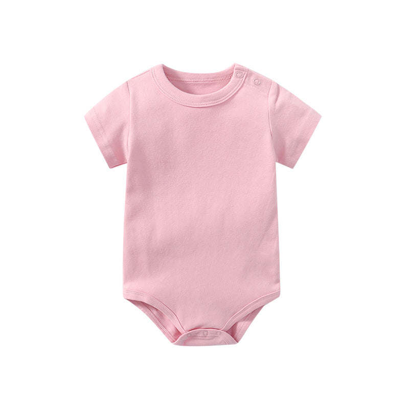 Baby Solid Color Short Sleeve Soft Cotton Comfy Onesies