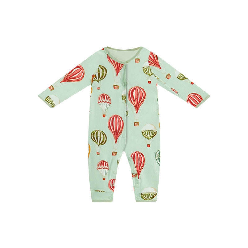 Baby Cartoon Graphic Full Button Design Long Sleeve Cotton Romper