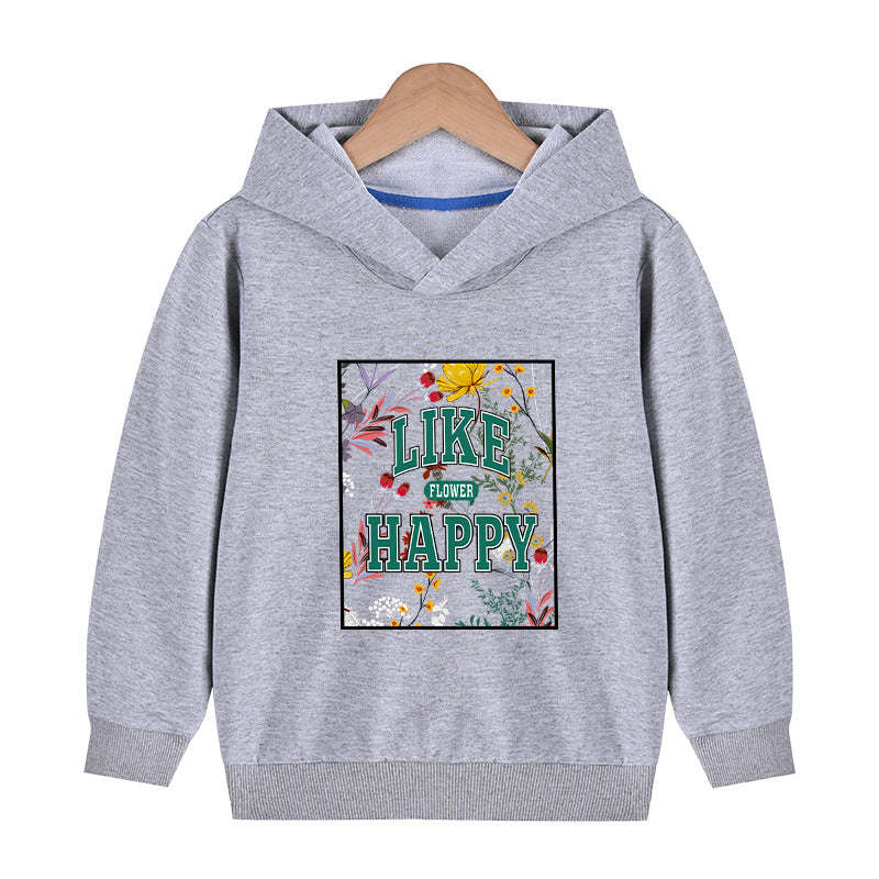 Baby Floral And Slogan Print Pattern Soft Cotton Hoodies