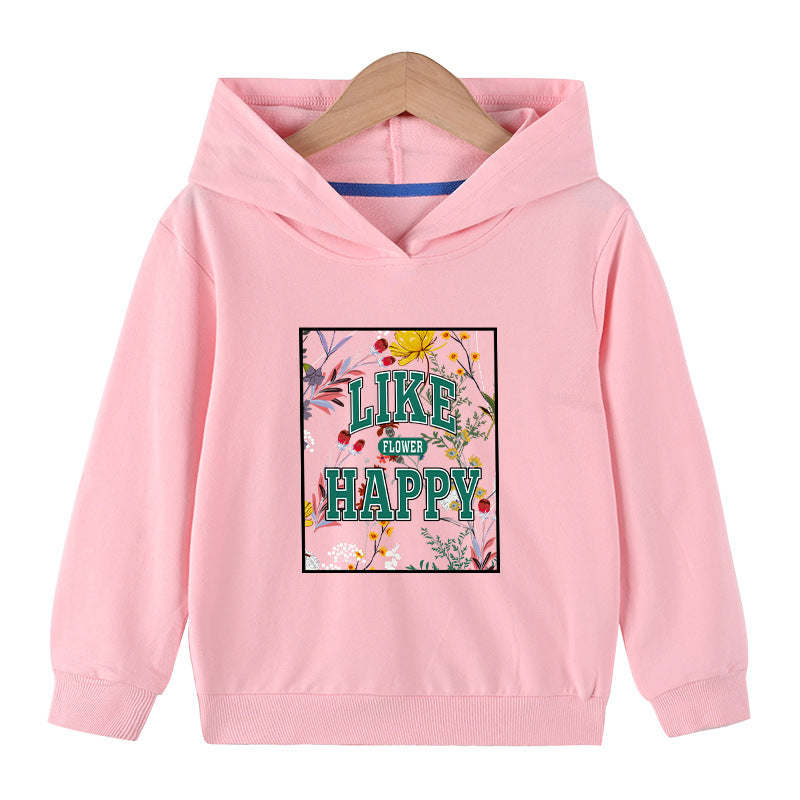 Baby Floral And Slogan Print Pattern Soft Cotton Hoodies