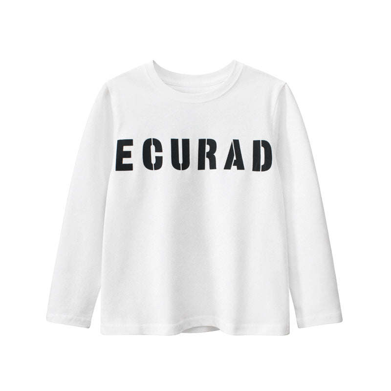 Children Letters Print Graphic O-Neck Cotton Shirt