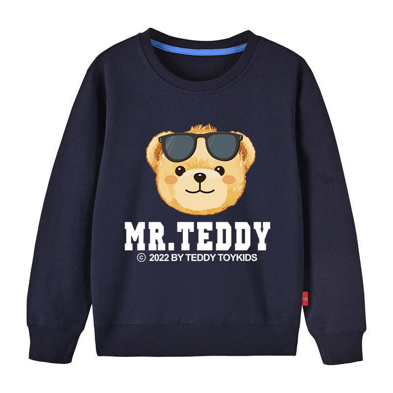 Baby Boy Cartonn Bear Pattern O-Neck Casual Hoodies