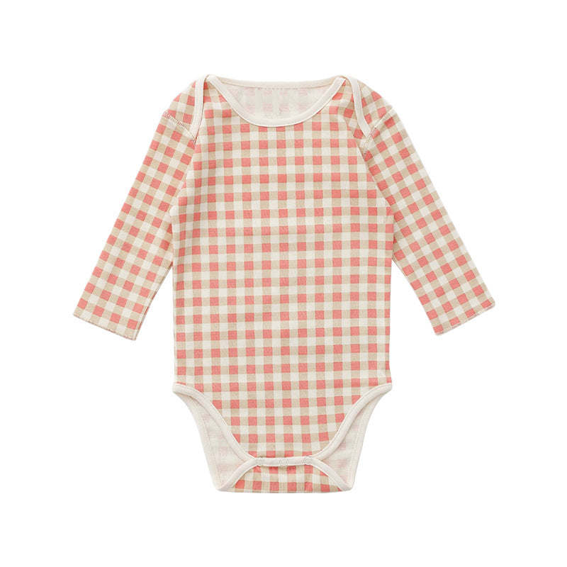 Baby Plaid Pattern Envelope Collar Design Triangle Onesies