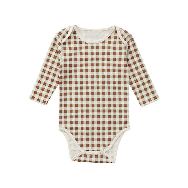 Baby Plaid Pattern Envelope Collar Design Triangle Onesies