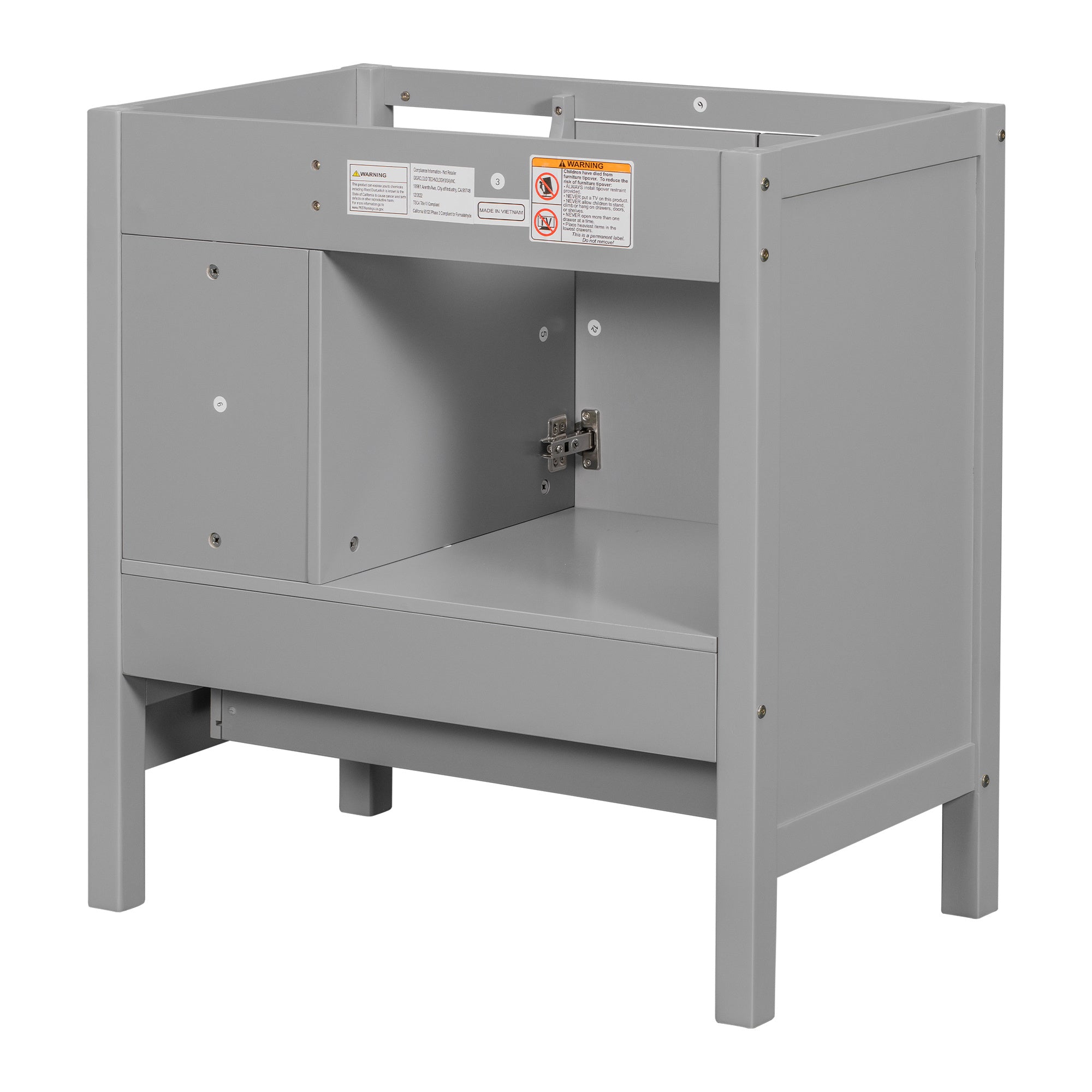 30" Bathroom Vanity Base Only; Solid Wood Frame; Bathroom Storage Cabinet with Doors and Drawers